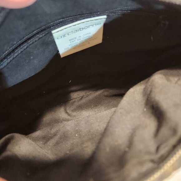 Vintage Liz Claiborne crochet woven cotton mini shoulder bag black brown strap - Picture 7 of 10